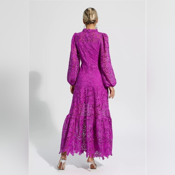 New Joa Embroidered Lace Trimmed Flare Maxi Dress size xl - Picture 5 of 6